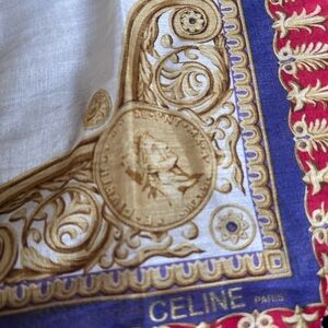 Celine handkerchief scarf in Gold, Blue & Red Ornate Medallion Print